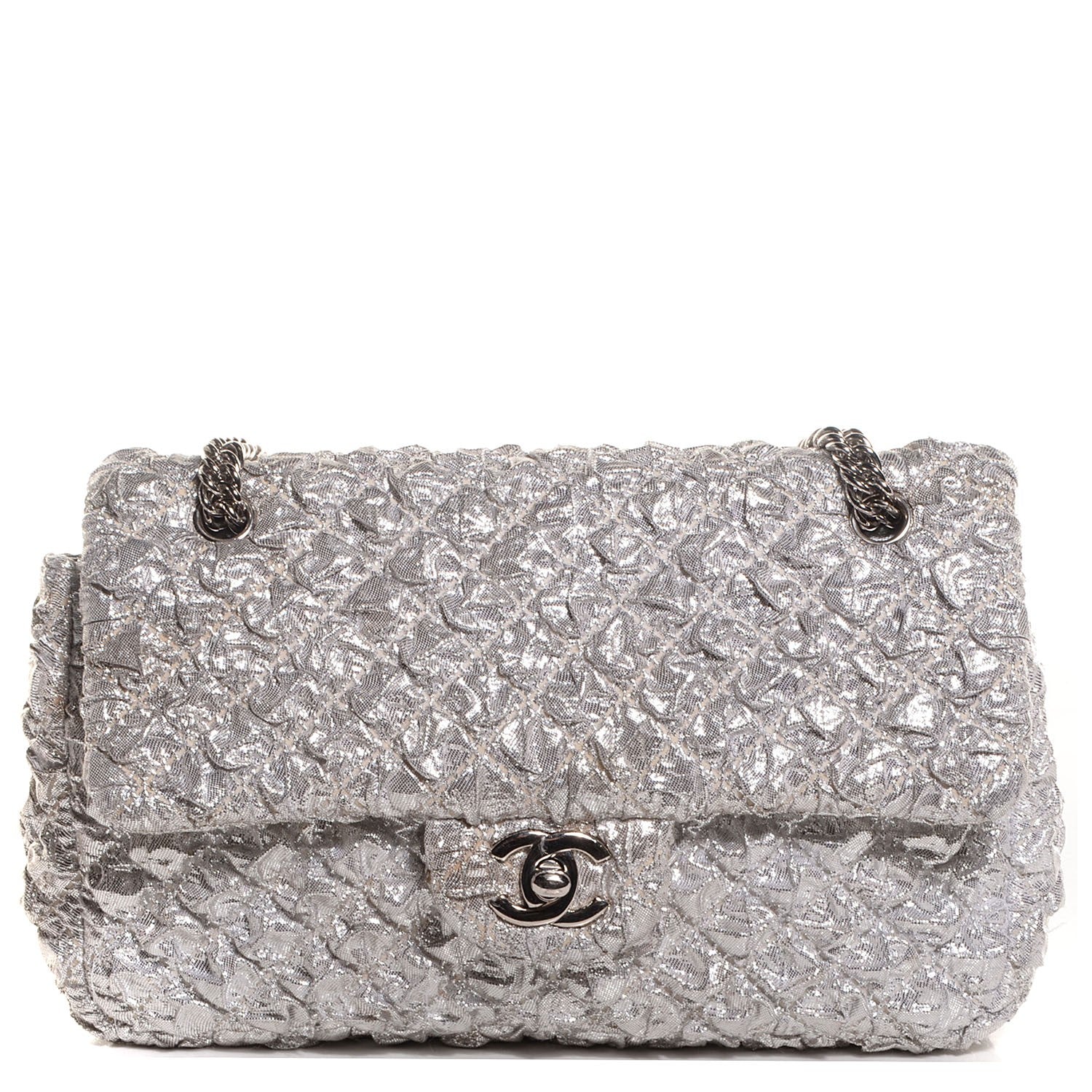 Chanel Lame Quilted Small Double Flap Metallic Silver 1 of 8