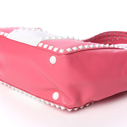 Valentino Garavani Vitello Colorblock Small Free Rockstud Tote Shadow Pink Optic White 7 of 9