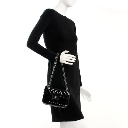 Chanel Patent Calfskin Quilted Mini Rectangular Double Flap Black 2 of 7