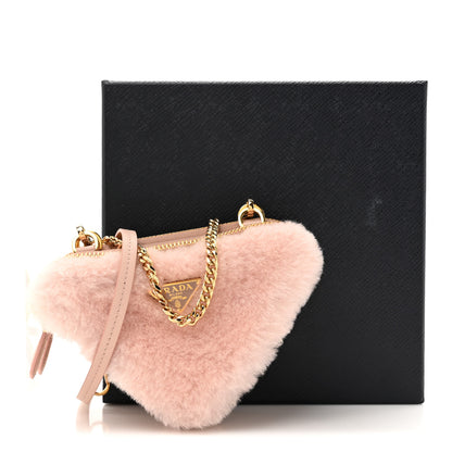 Prada Saffiano Shearling Triangle Mini Pouch Orchidea 12 of 12
