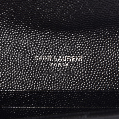 Saint Laurent Grain De Poudre Matelasse Chevron Small Monogram Envelope Wallet Black 6 of 7