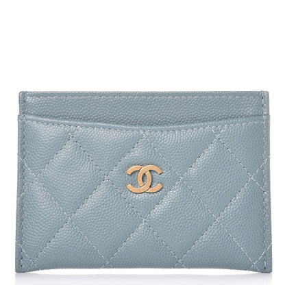 Chanel Iridescent Caviar Quilted Card Holder Light Blue 1 of 10