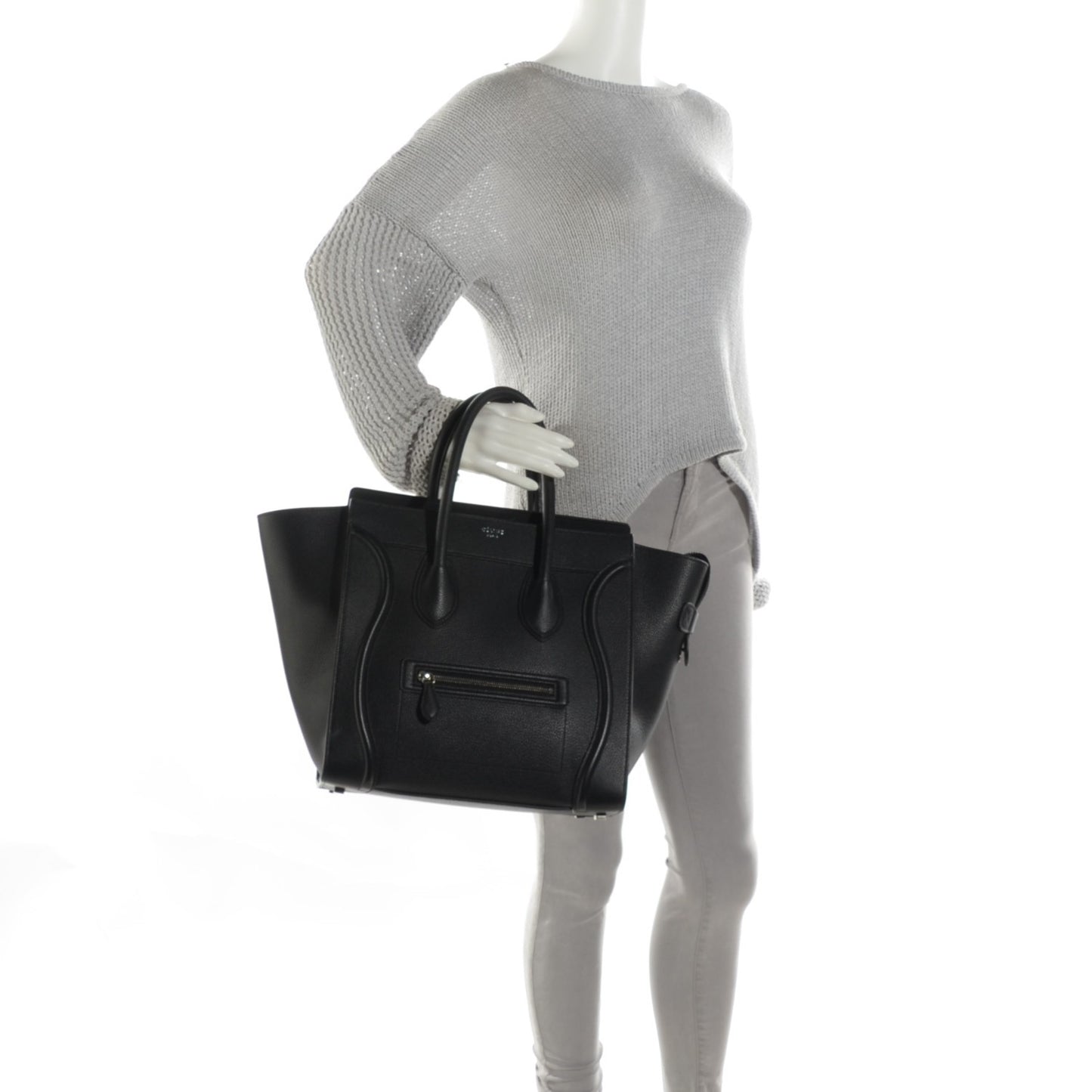 Drummed Calfskin Mini Luggage Black