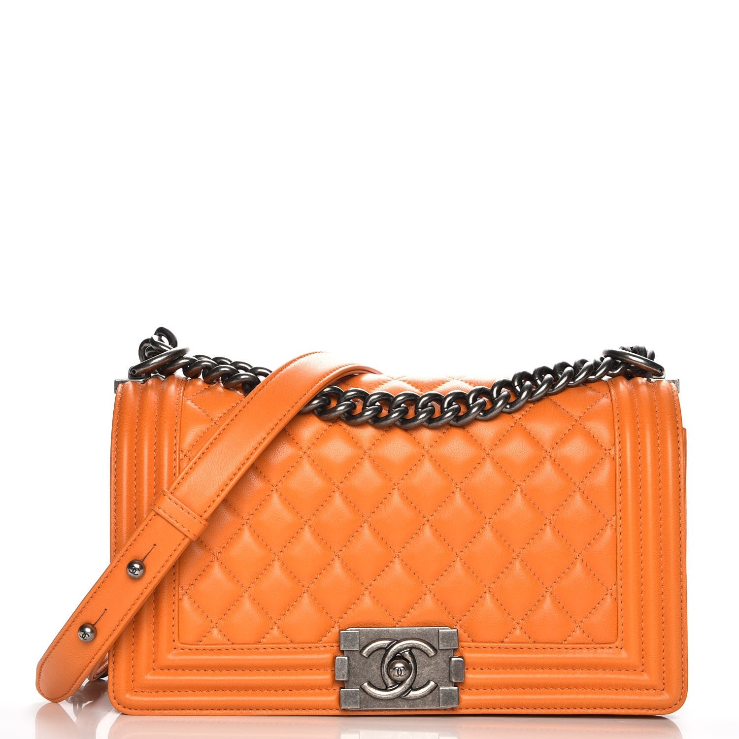 Chanel Lambskin Quilted Medium Boy Flap Orange 1 of 7