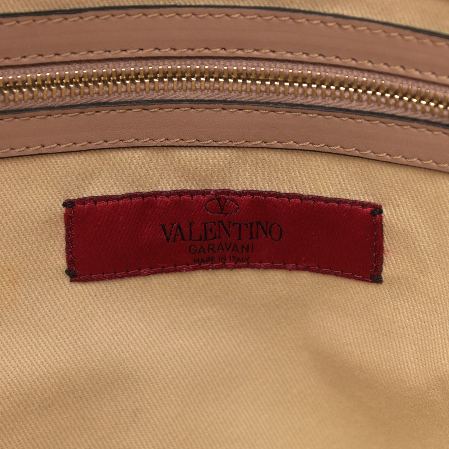 Vitello Rockstud Single Handle Flap Tote Beige