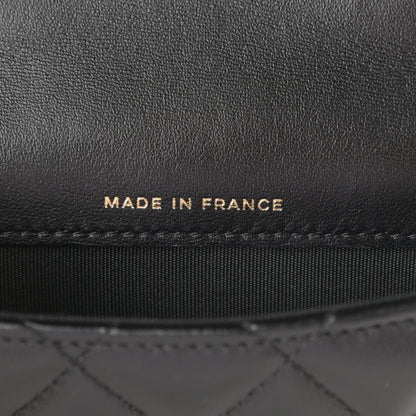 Chanel Lambskin Quilted Top Handle Flap Coin Purse With Chain Black 6 of 10