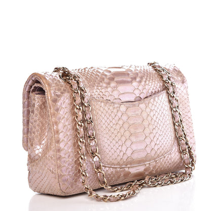 Chanel Metallic Python Medium Double Flap Pink 3 of 9