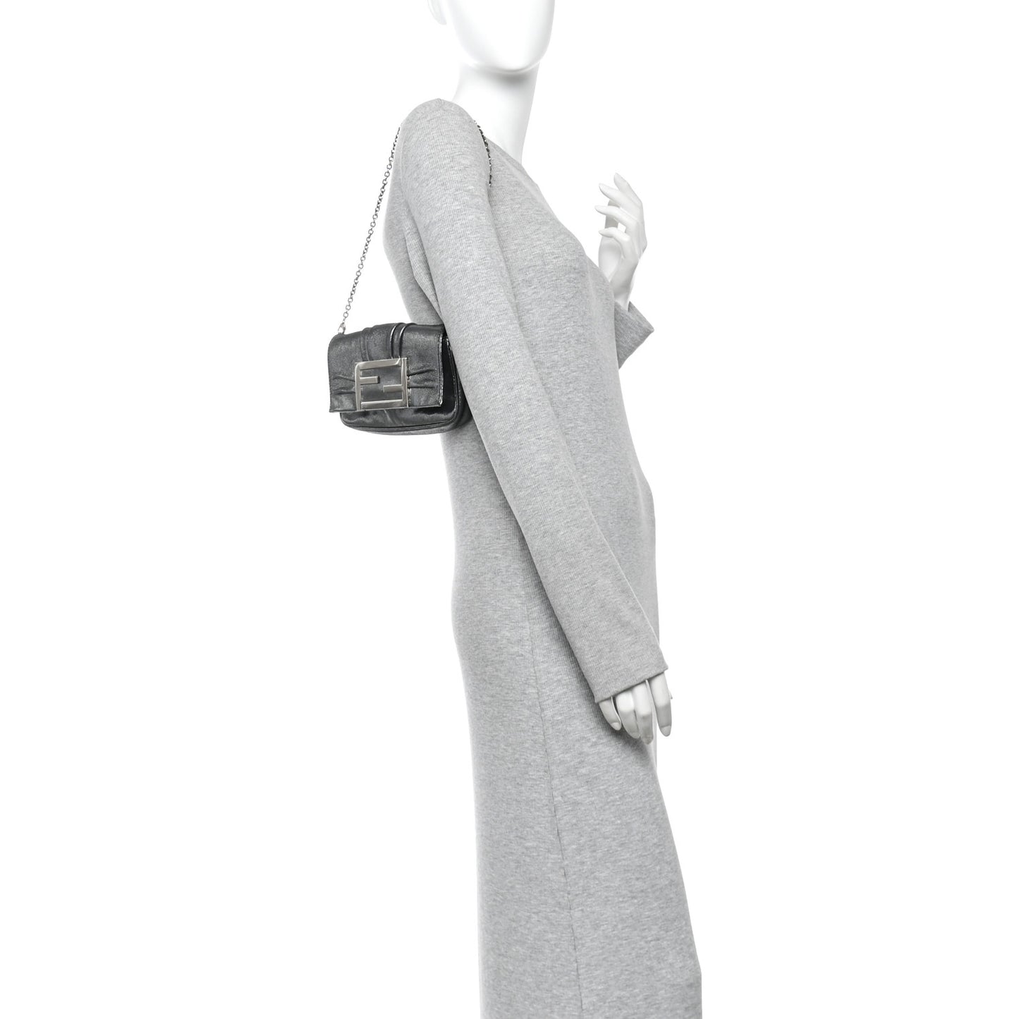 Metallic Calfskin Mia Pochette Silver