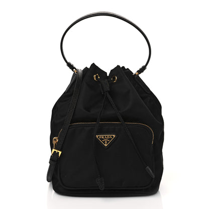 Prada Saffiano Tessuto Nylon Mini Bucket Crossbody Bag Black 1 of 11