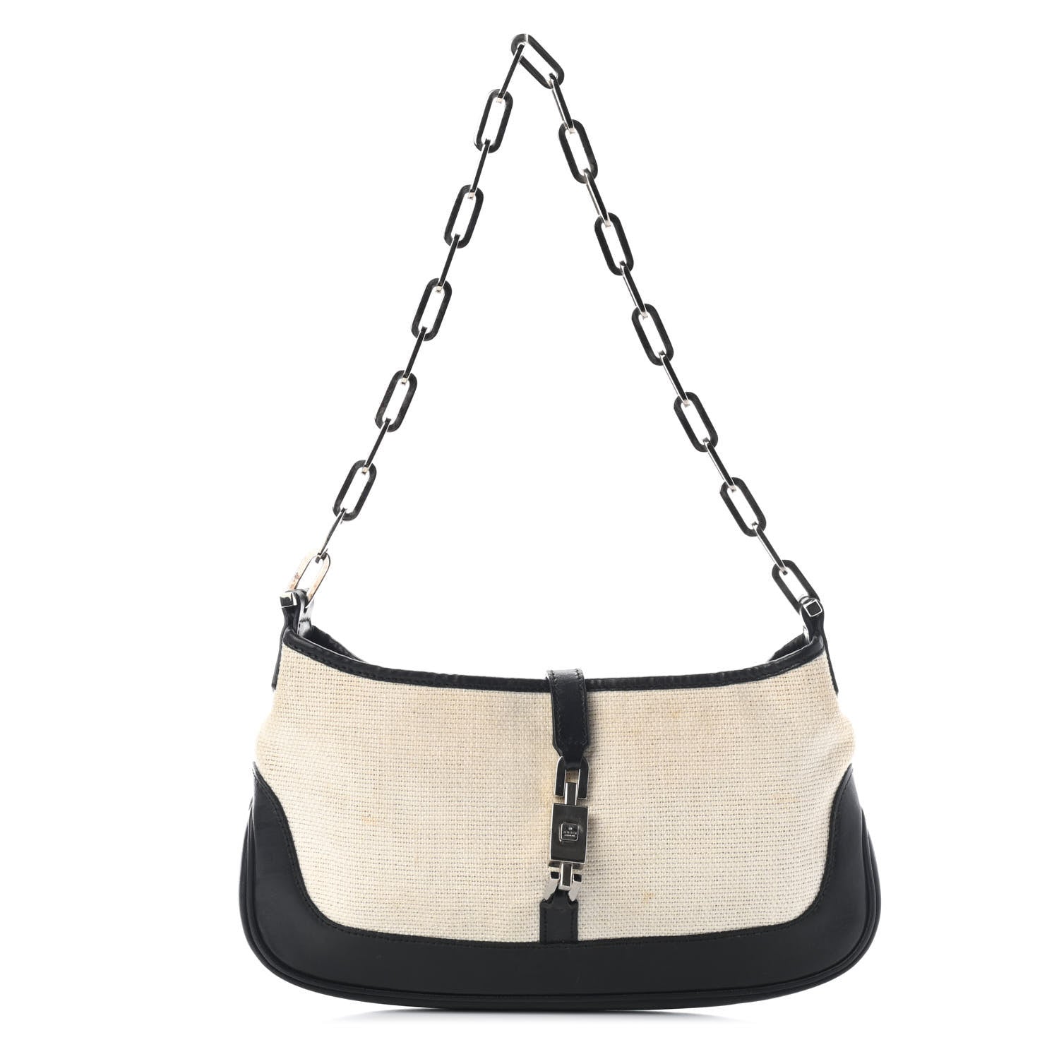 Gucci Canvas Calfskin Jackie O Hobo Black Tan 1 of 11