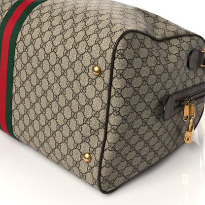 Gucci GG Supreme Monogram Textured Dollar Calfskin Web Large Savoy Duffle Bag Beige Ebony New Acero 9 of 9