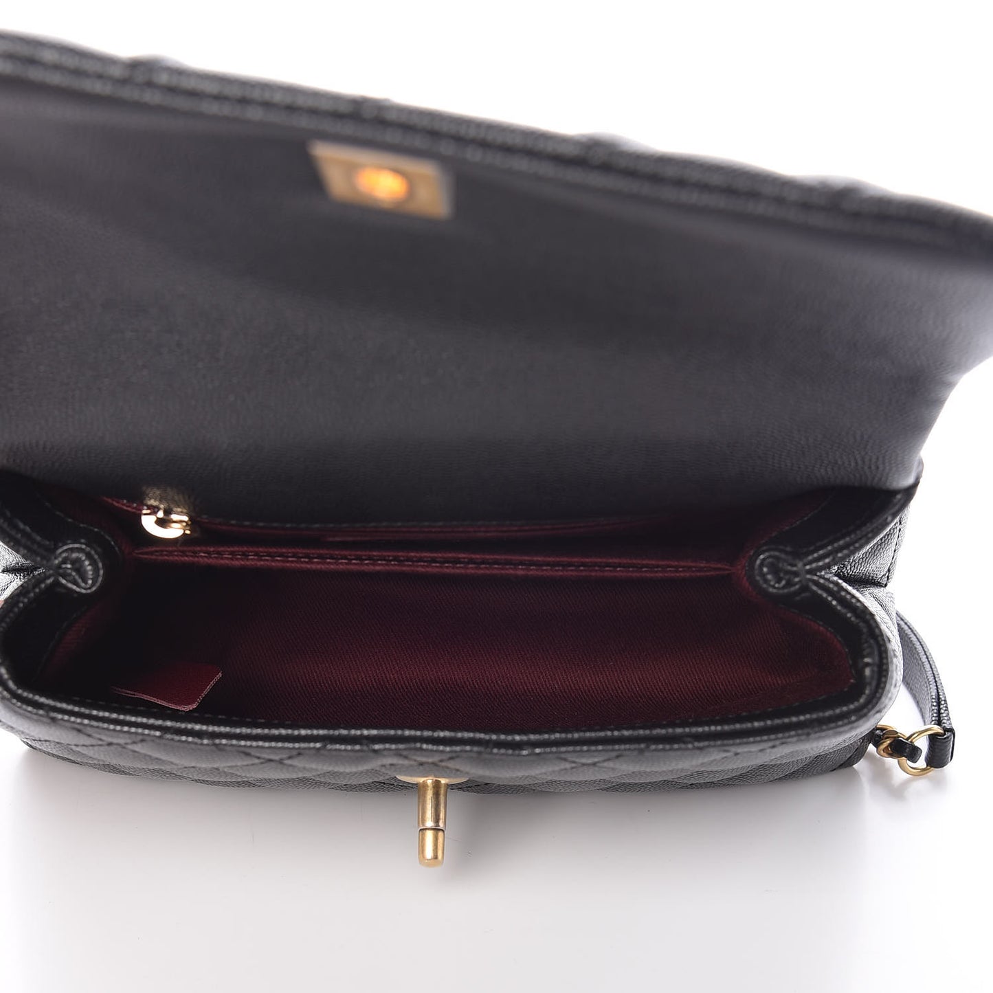 Caviar Quilted Mini Coco Handle Flap Black