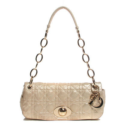Christian Dior Metallic Lambskin Cannage Rendezvous Small Flap Champagne 1 of 8