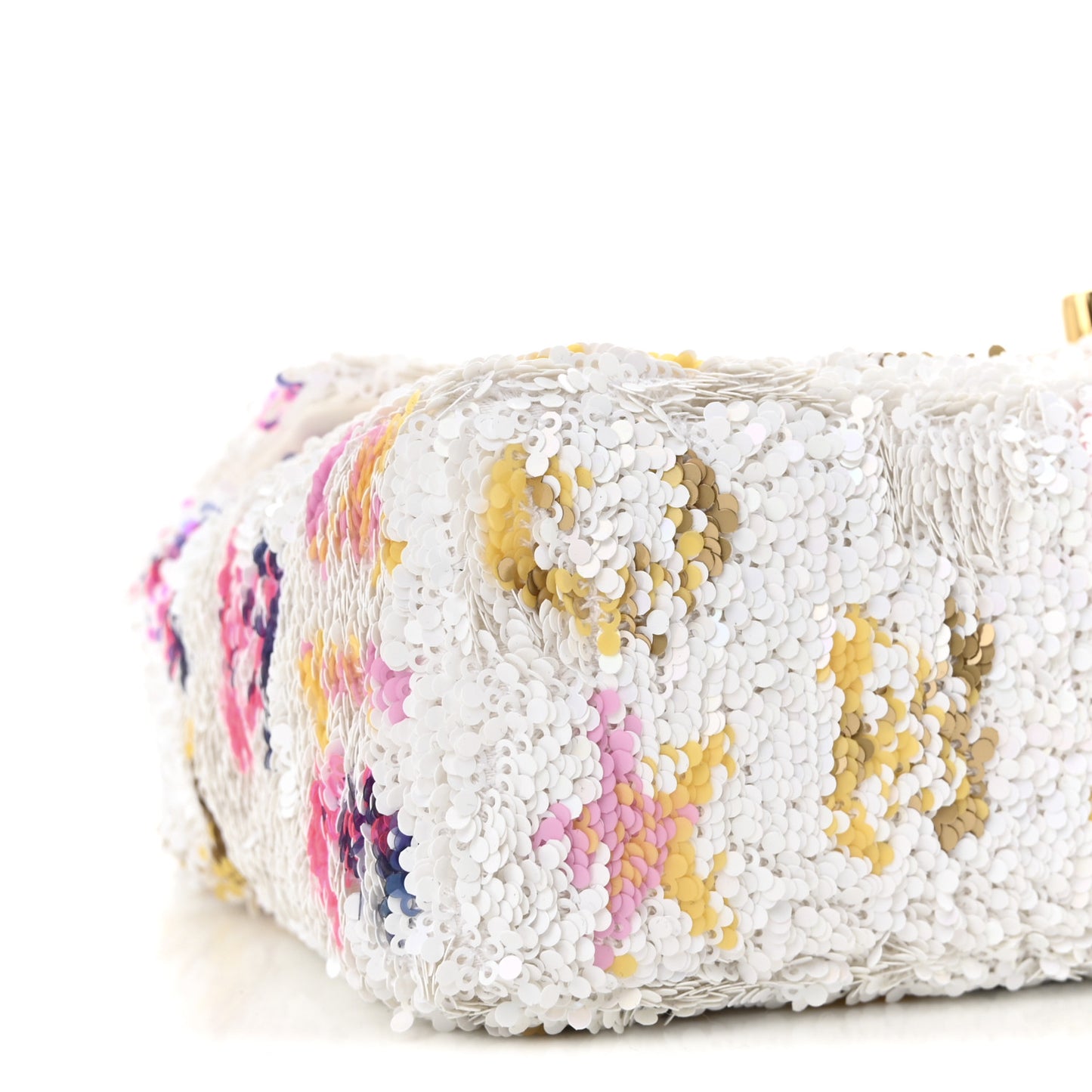Sequin Logo CC Small Single Flap White Multicolor