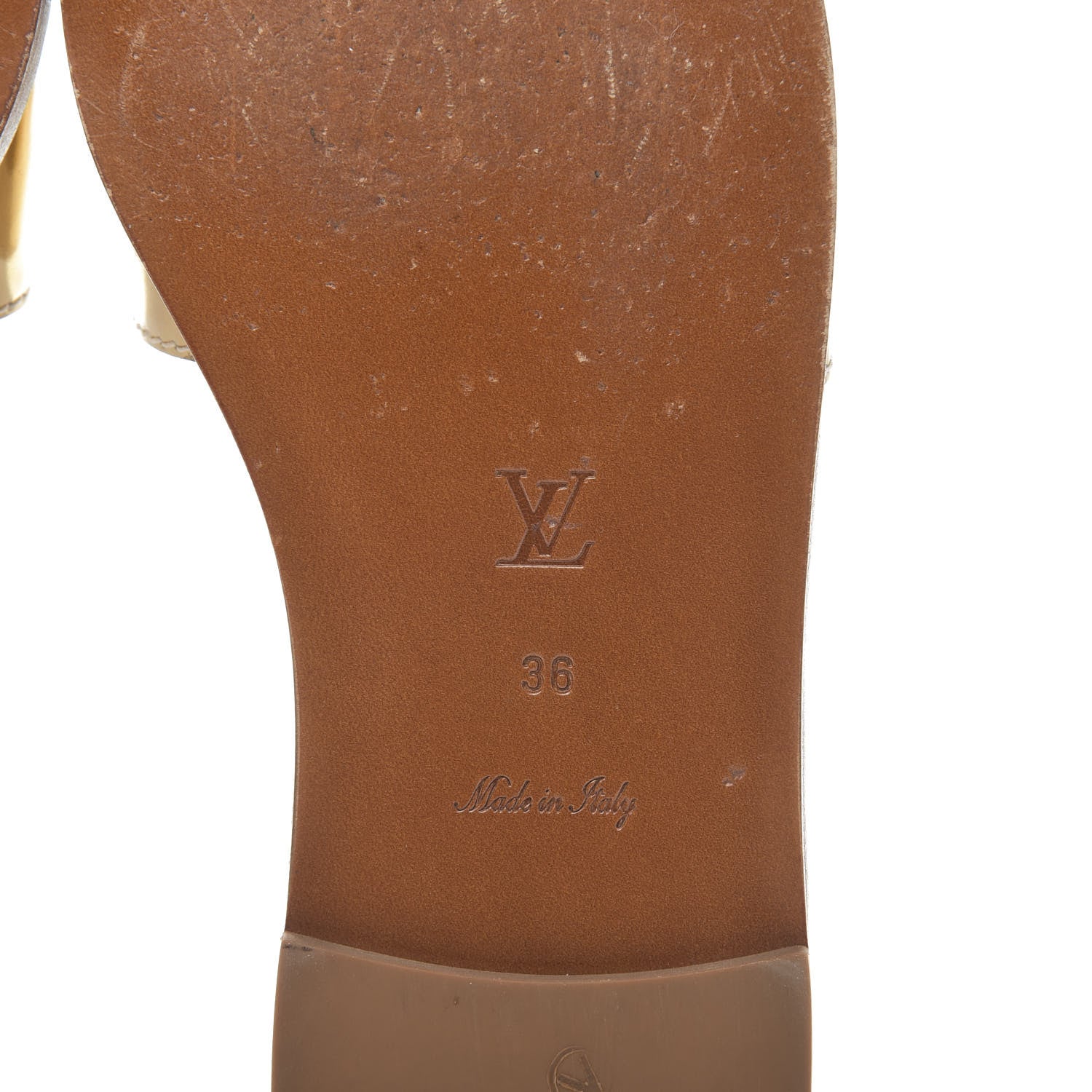 Louis Vuitton Metallic Calfskin Lock It Flat Mule 36 Gold 11 of 12