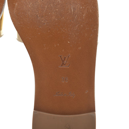 Louis Vuitton Metallic Calfskin Lock It Flat Mule 36 Gold 11 of 12