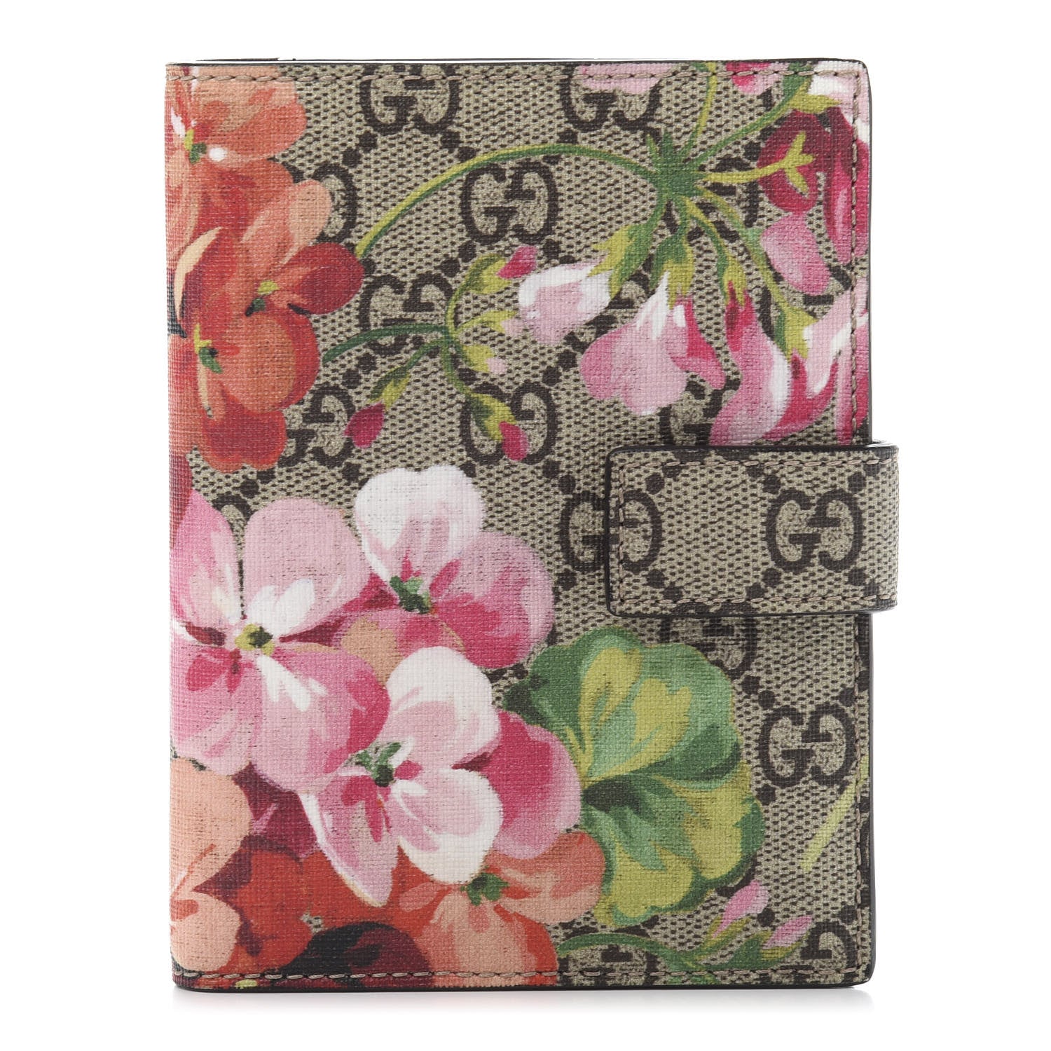 Gucci GG Supreme Monogram Blooms Passport Case Beige Multicolor Dry Rose 1 of 7