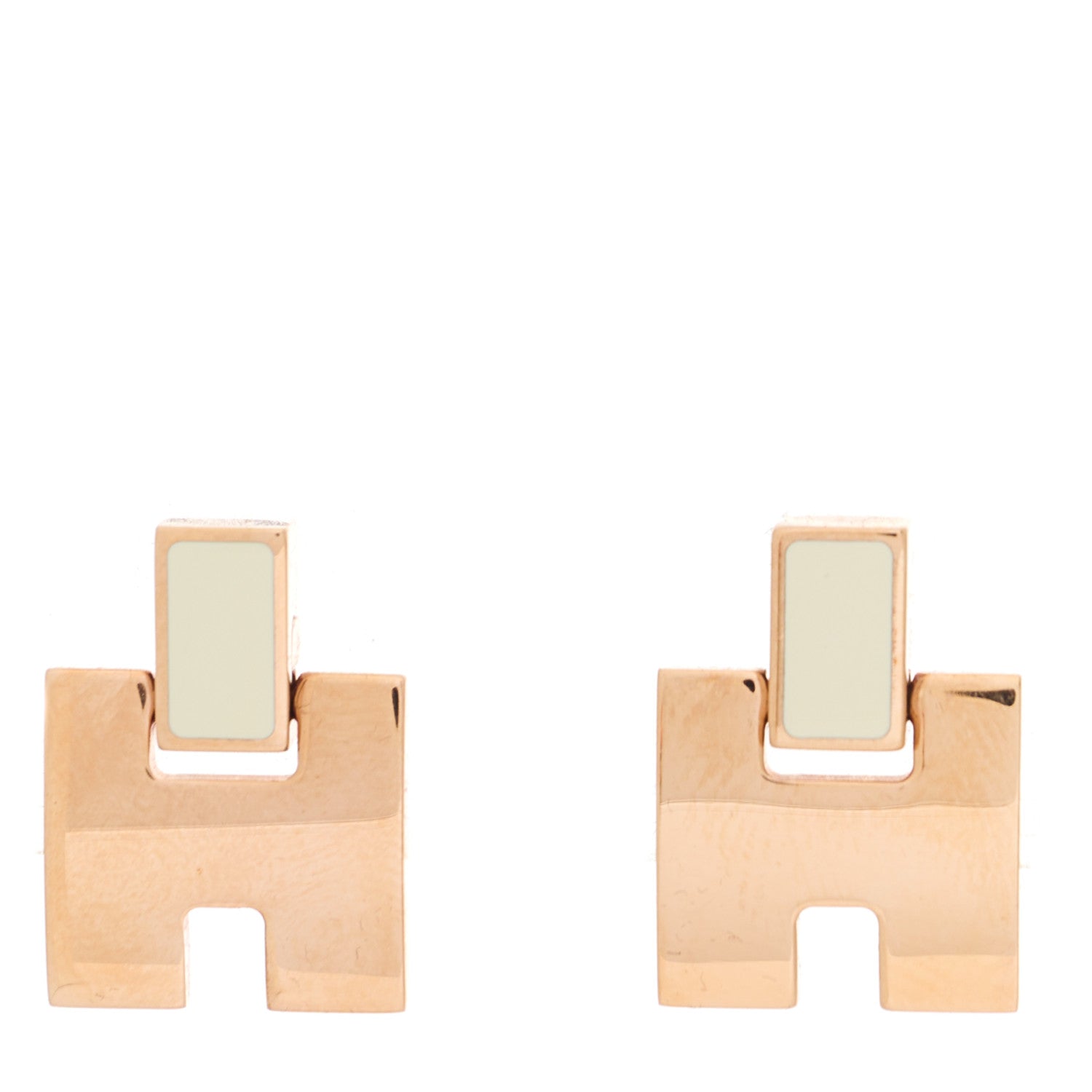 Hermes Rose Gold Lacquer Eileen Earrings White 1 of 4