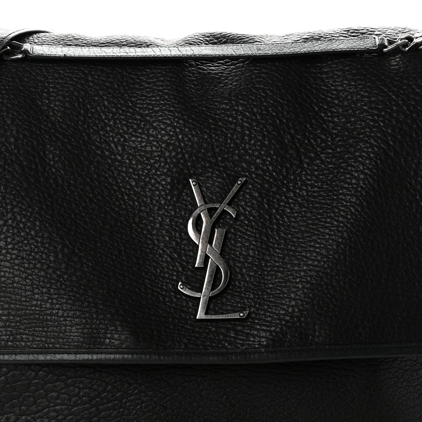Grained Lambskin Monogram Oversized Niki Chain Satchel Black