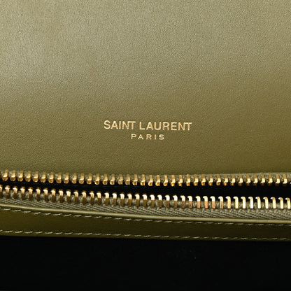 Saint Laurent Suede Matelasse Chevron Monogram Medium College Bag Loden Green 6 of 10