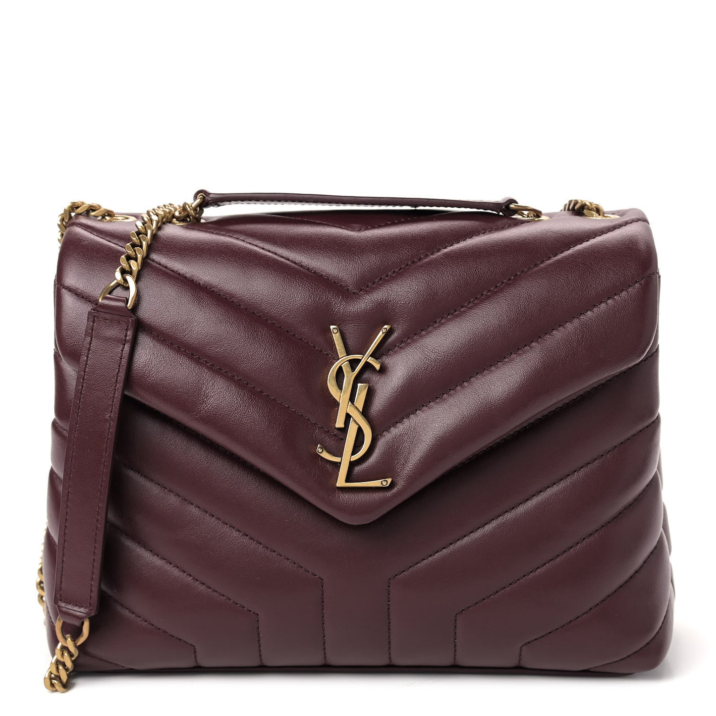 Calfskin Y Quilted Monogram Small Loulou Chain Satchel Dark Legion Red