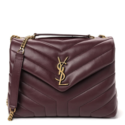 Saint Laurent Calfskin Y Quilted Monogram Small Loulou Chain Satchel Dark Legion Red 1 of 10