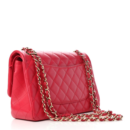 Chanel Lambskin Quilted Jumbo Double Flap Dark Pink 3 of 10
