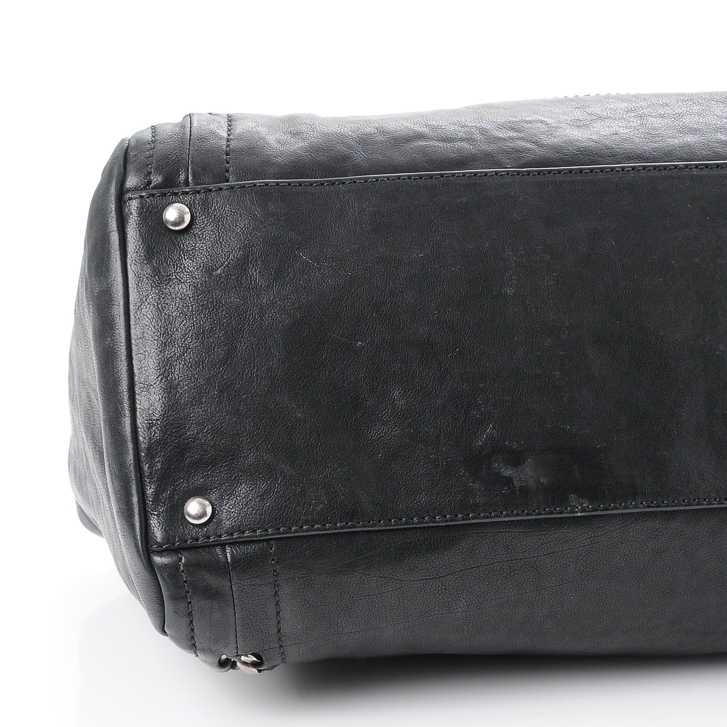 Glazed Calfskin East West Modern Chain Tote Black