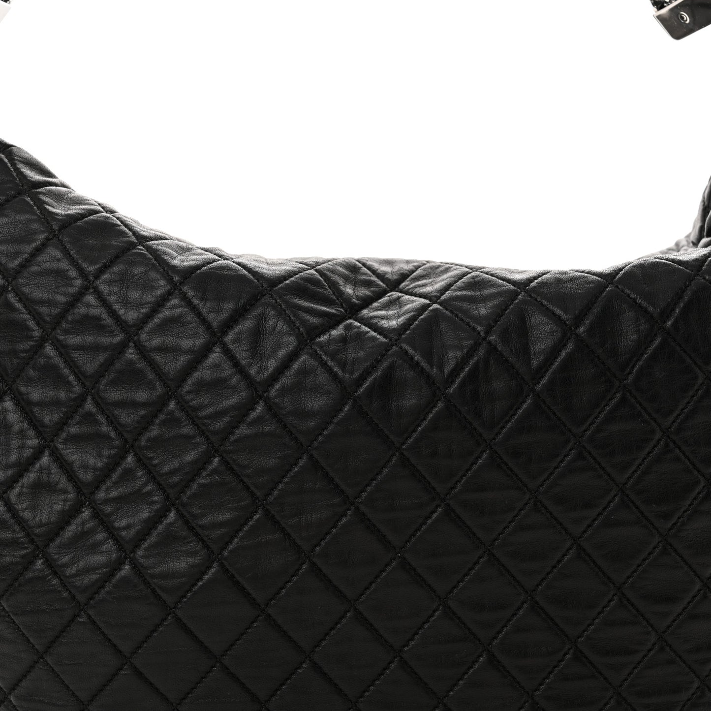 Lambskin Large Chain Mail Hobo Black