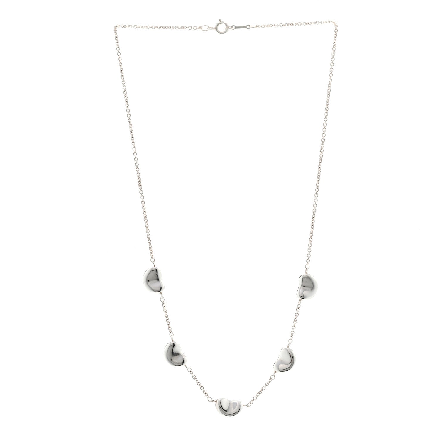 Tiffany Sterling Silver Elsa Peretti Five Bean Pendant Necklace 2 of 6
