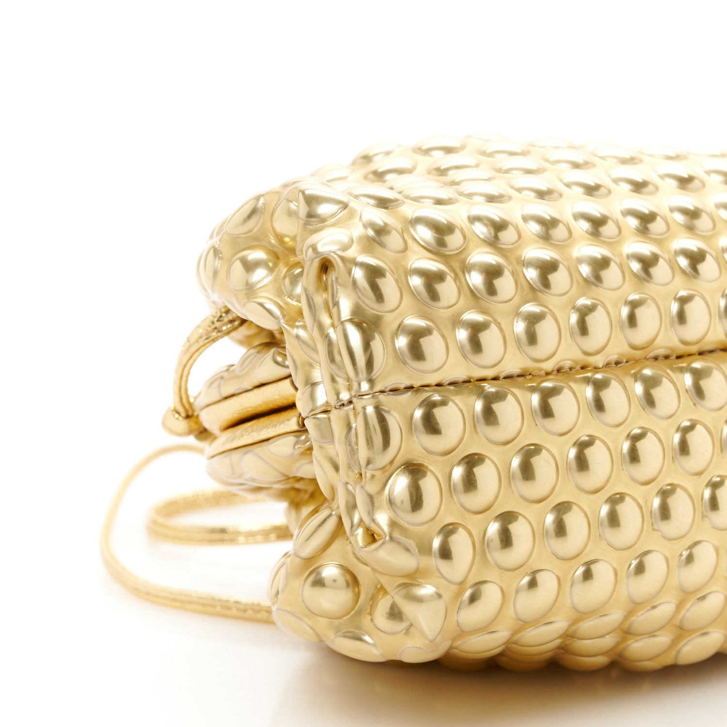 Bottega Veneta Metallic Fabric Bubble Wrap The Mini Pouch Gold 8 of 9