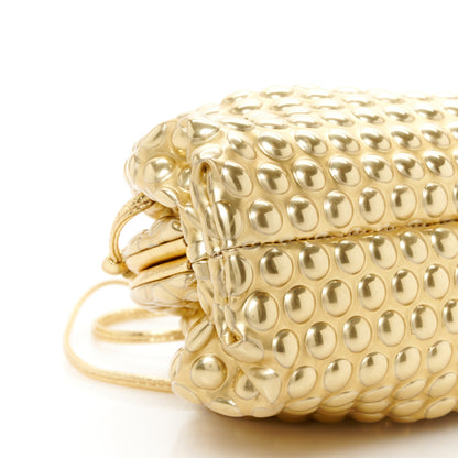 Bottega Veneta Metallic Fabric Bubble Wrap The Mini Pouch Gold 8 of 9