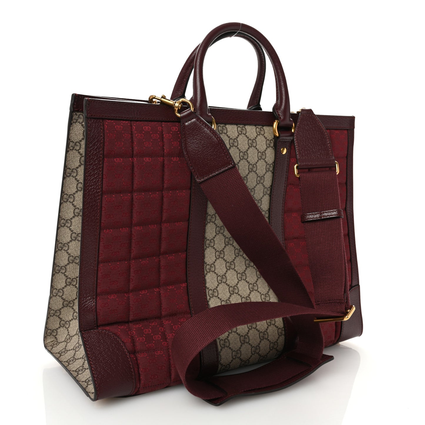 Monogram GG Mignon Textured Dollar Calfskin GG Supreme Monogram Quilted Mini GG Large Tote Bag Burgundy Beige Ebony