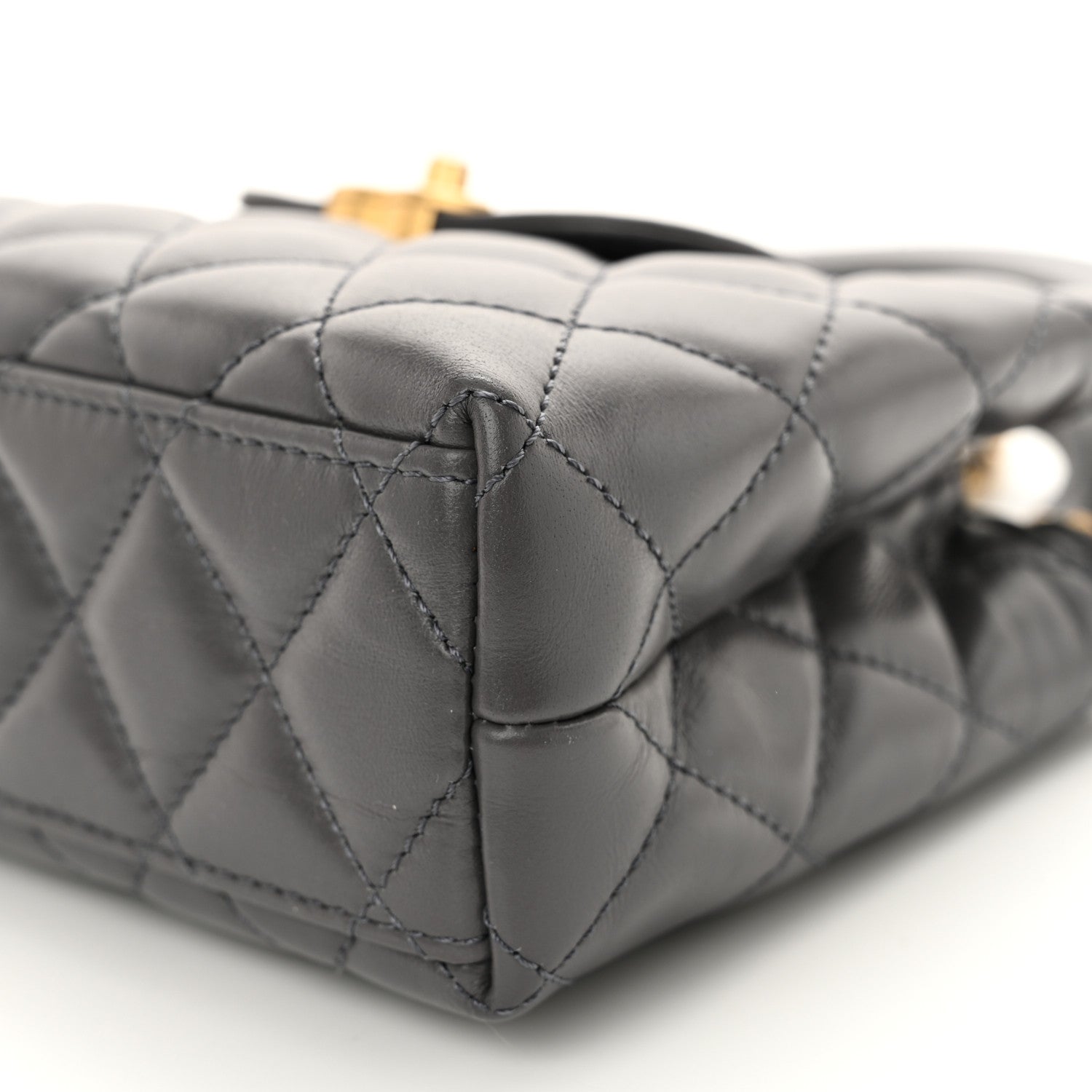Chanel Shiny Aged Calfskin Quilted Nano Kelly Shopper Grey 9 of 10