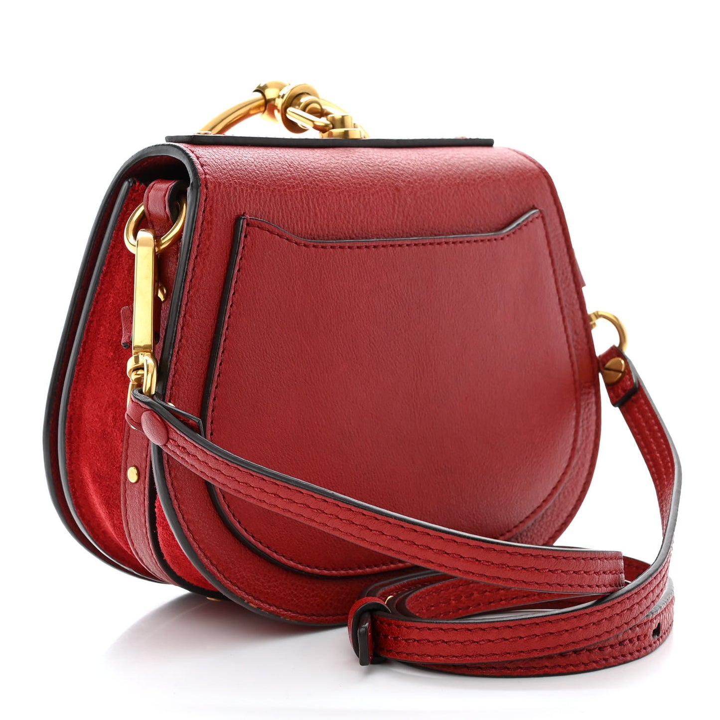 Calfskin Suede Small Nile Bracelet Bag Sepia Red