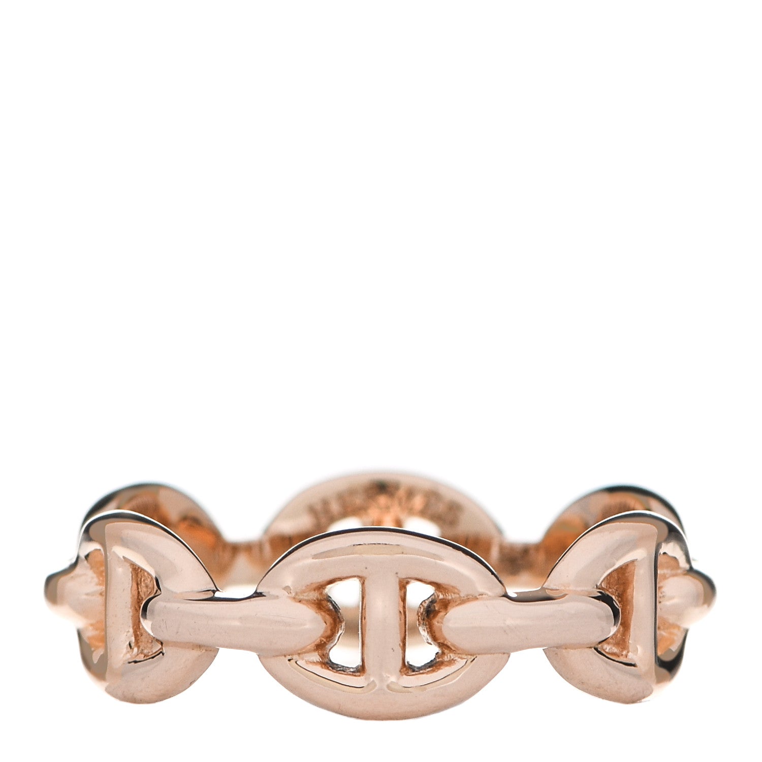 Hermes 18K Rose Gold PM Chaine D'Ancre Enchainee Ring 51 5.75 1 of 6