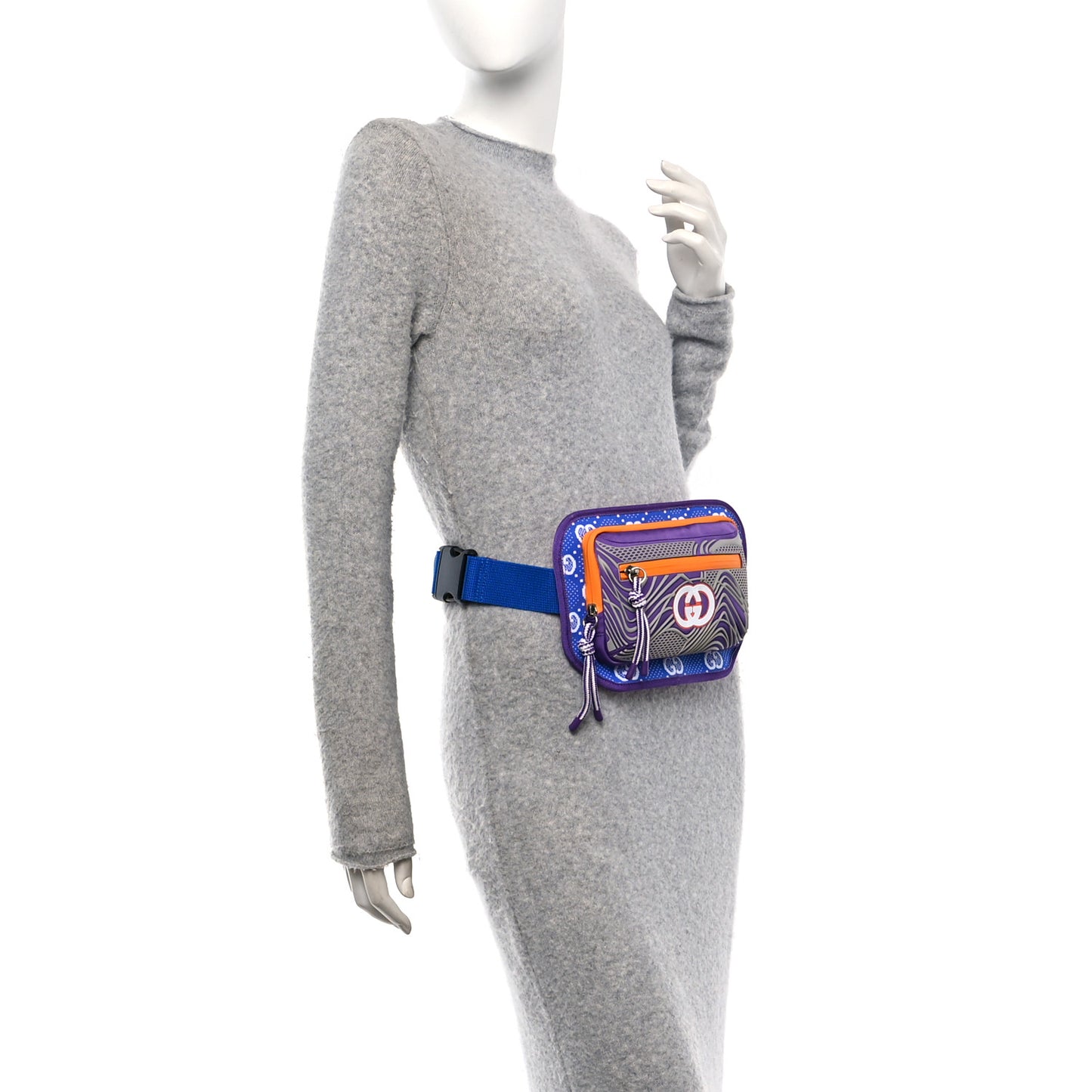 Jersey GG Monogram All Over Sporty Belt Bag Grey White Multicolor