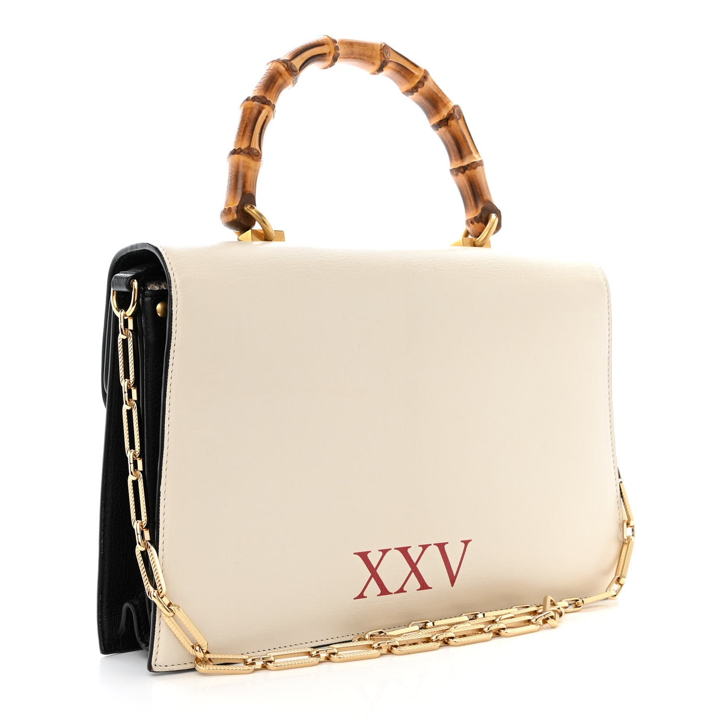 Calfskin Snakeskin Medium Ottilia Top Handle Bag Black White
