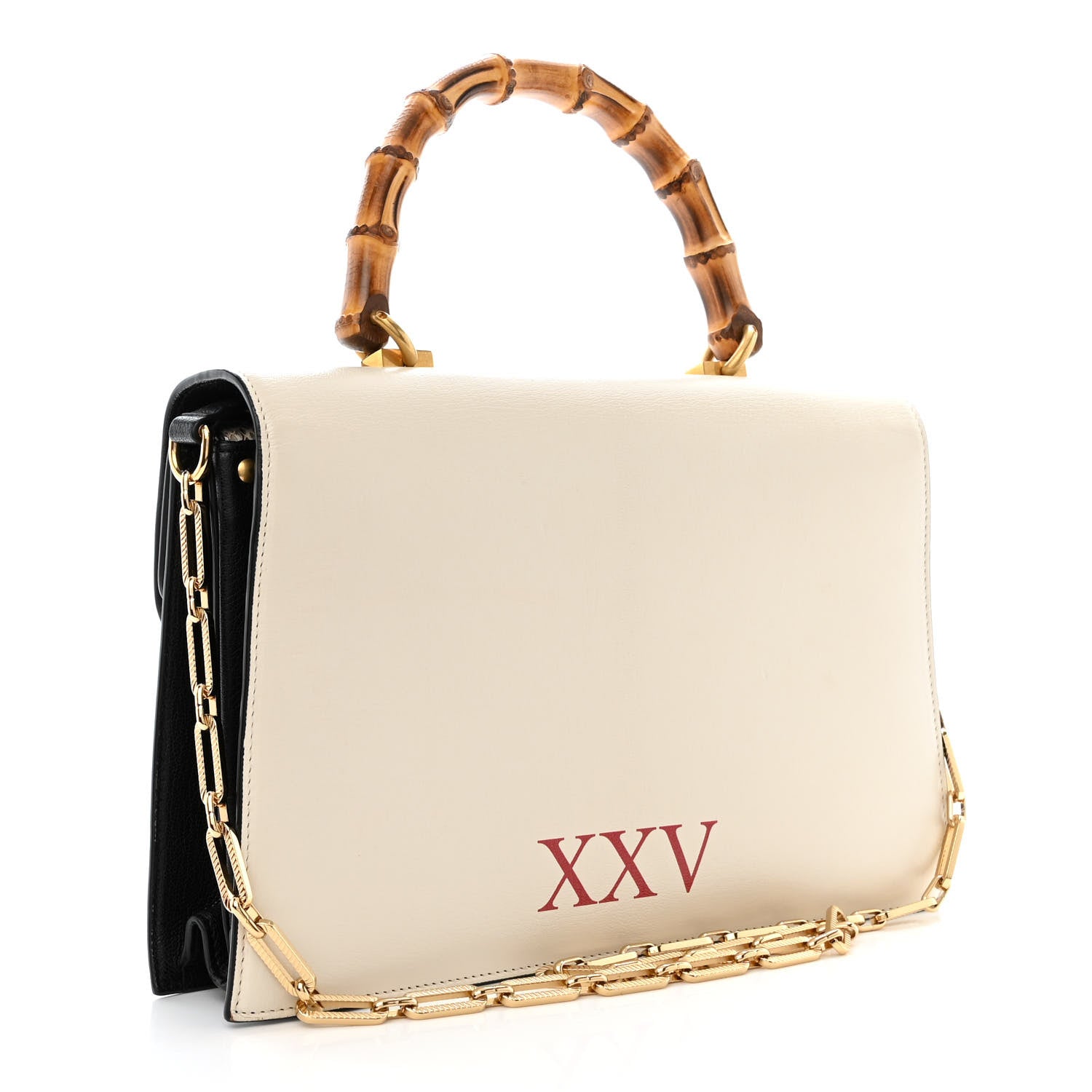 Gucci Calfskin Snakeskin Medium Ottilia Top Handle Bag Black White 3 of 11