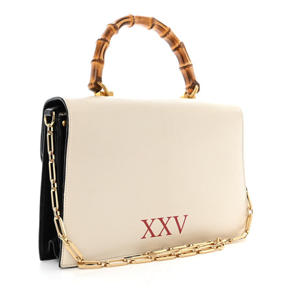 Gucci Calfskin Snakeskin Medium Ottilia Top Handle Bag Black White 3 of 11