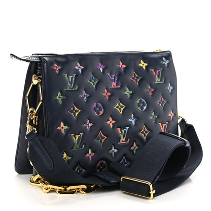 Louis Vuitton Lambskin Embossed Monogram LV Garden Coussin PM Navy 3 of 10