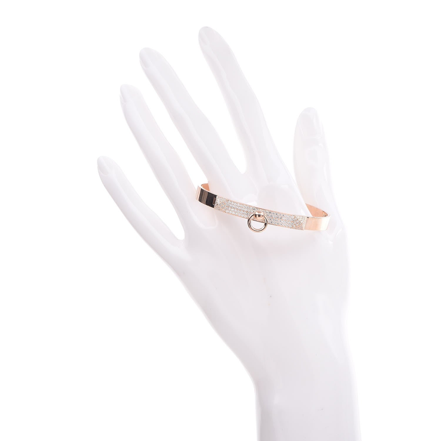 Hermes 18K Rose Gold Diamond PM Collier De Chien Pave Bracelet SH 4 of 4