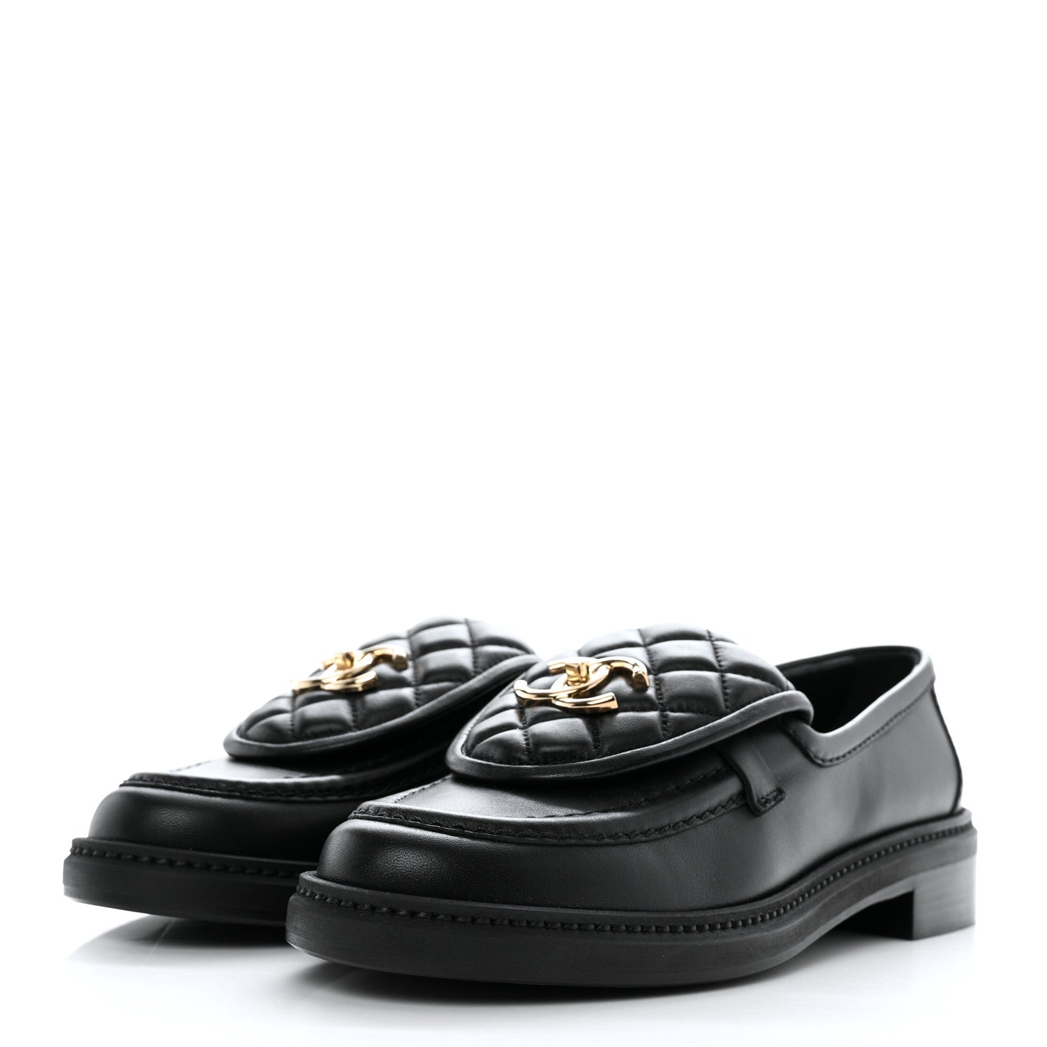 Chanel Lambskin Quilted CC Turnlock Loafers 37 Black 3 of 9