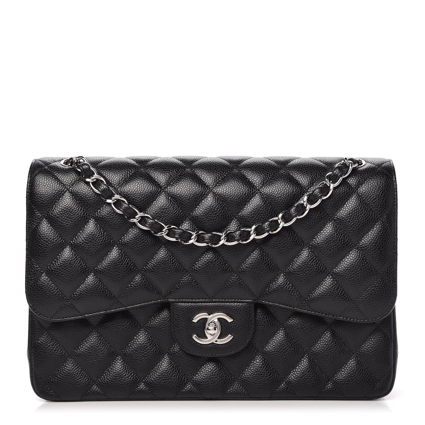 Caviar Quilted Jumbo Double Flap Black