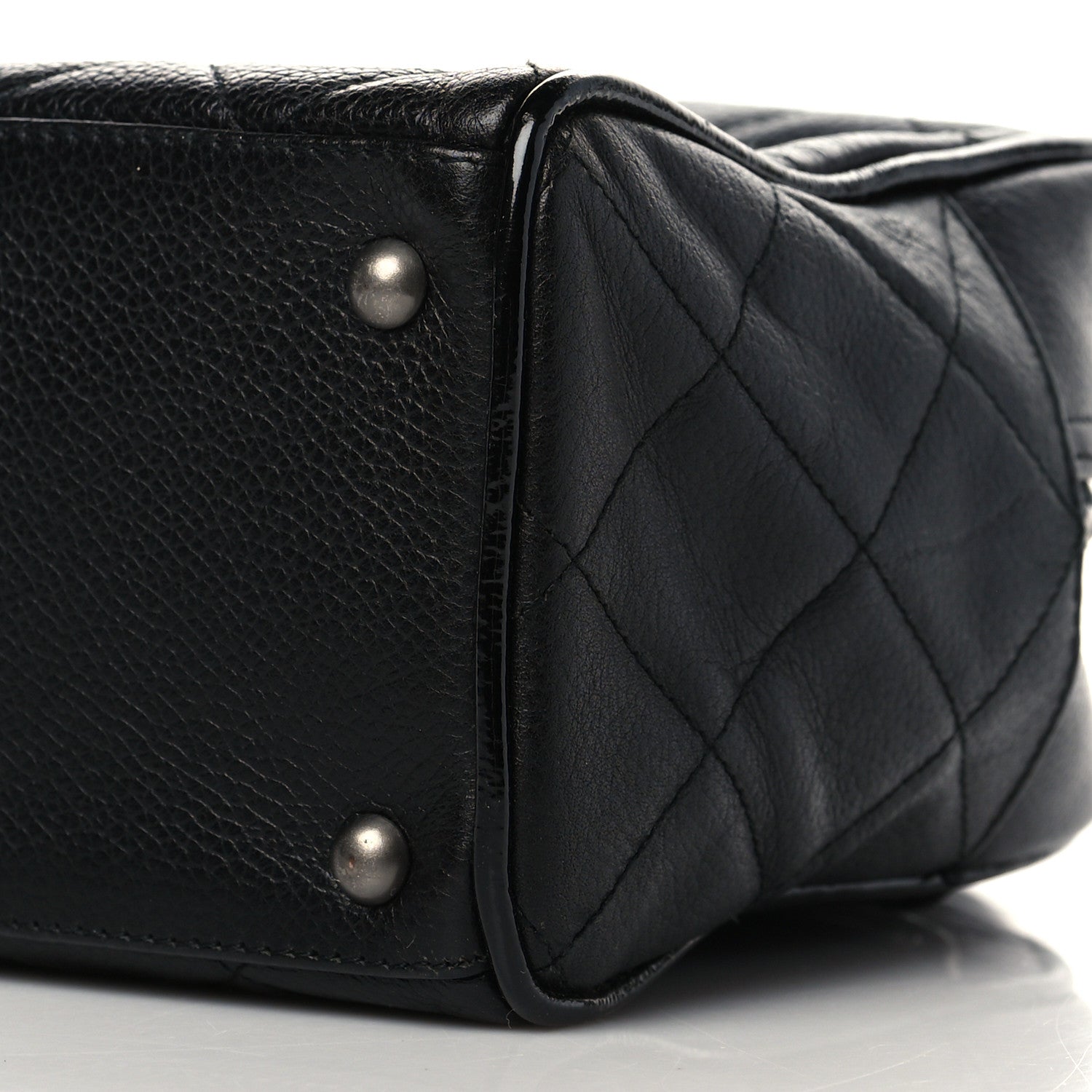 Chanel Calfskin Patent Quilted Bowler Black 9 of 10