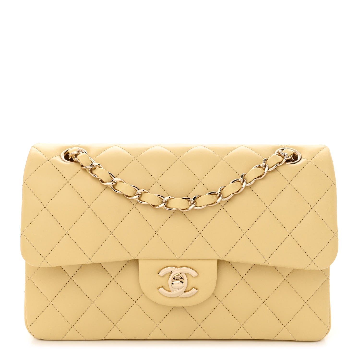 Chanel Lambskin Quilted Small Double Flap Yellow 1 of 10