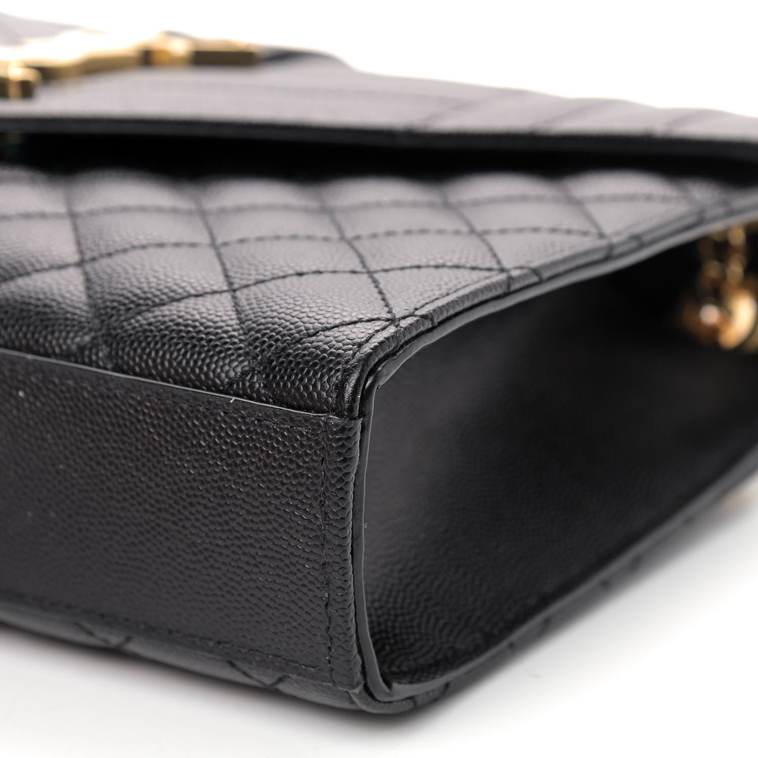 Saint Laurent Grain De Poudre Textured Mixed Matelasse Triquilt Medium Monogram Satchel Black 7 of 9