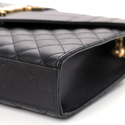 Saint Laurent Grain De Poudre Textured Mixed Matelasse Triquilt Medium Monogram Satchel Black 7 of 9