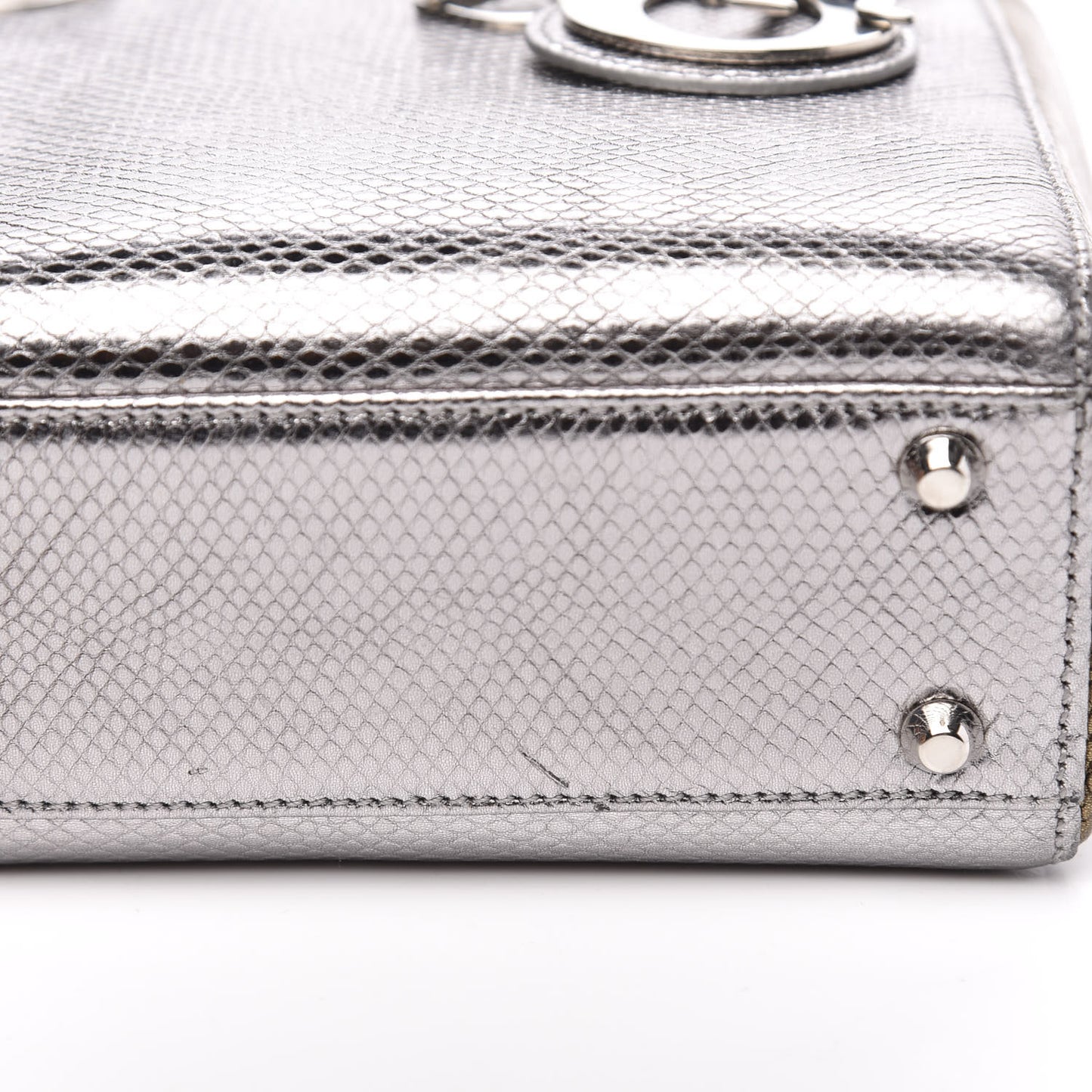 Metallic Karung Mini Lady Dior Silver Bronze