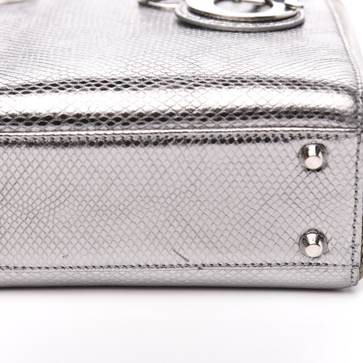 Christian Dior Metallic Karung Mini Lady Dior Silver Bronze 9 of 12
